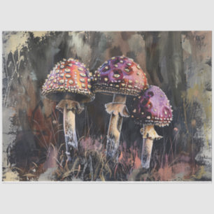 Grunge Mushrooms Illustration Decoupage Tissue Paper