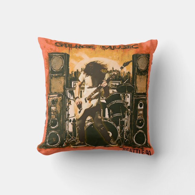 Grunge Music Seattle 1991 Cushion (Front)