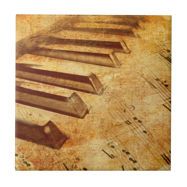 Grunge Music Sheet Piano Keys Tile (Front)