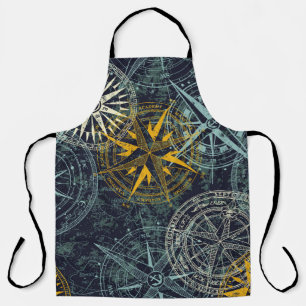 Grunge nautical rose wind compass vintage vintage apron