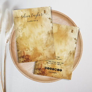Grunge Old Wood Gold Earring Display Business Card