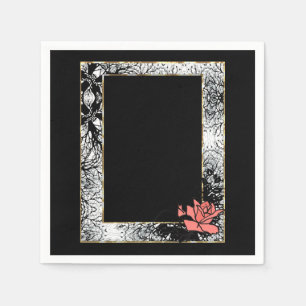 Grunge oldish retro vintage rose coral flowers flo napkin