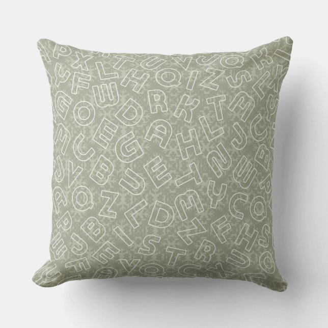 Grunge Olive Alphabet Inspirational Pillow (Front)