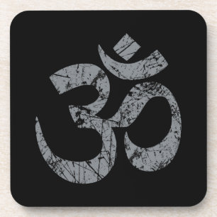 Grunge OM Symbol Spirituality Yoga Coaster