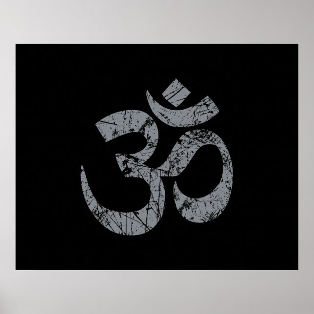 Grunge OM Symbol Spirituality Yoga Poster (Front)