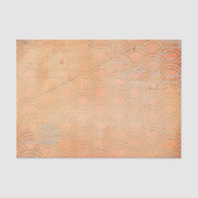 Grunge Orange Retro Art Deco Tissue Paper (Front)