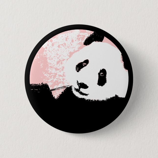 grunge panda. 6 cm round badge (Front)