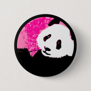 grunge panda. 6 cm round badge