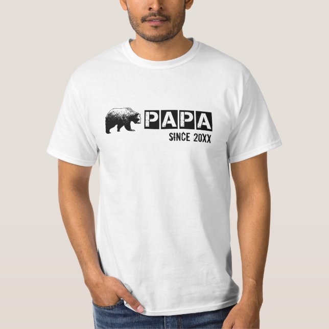 Grunge Papa Bear Since 2014, Black T-Shirt (Front)