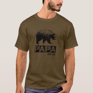 Grunge Papa Bear Since Year Of Fatherhood, Black T-Shirt