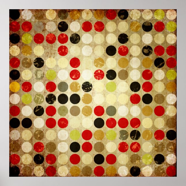 grunge paper background with coloured circles patt poster (Front)