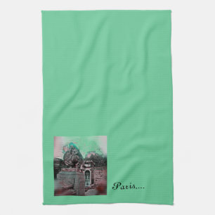 Grunge Paris Grave Tea Towel