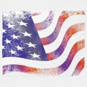 Grunge patriotic flowing American flag, Old Glory: Fleece Blanket