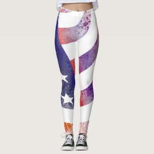 Grunge patriotic flowing American flag, Old Glory: Leggings