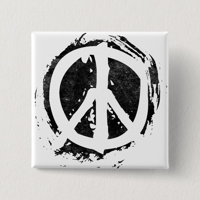 Grunge Peace Symbol 15 Cm Square Badge (Front)