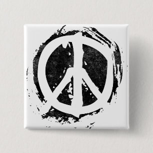 Grunge Peace Symbol 15 Cm Square Badge