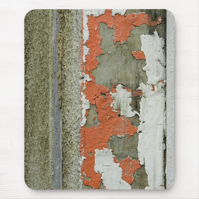 Grunge peeling orange paint on concrete wall mouse pad (Front)