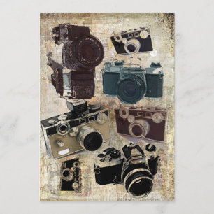 Grunge photographer photography Vintage Camera Invitation