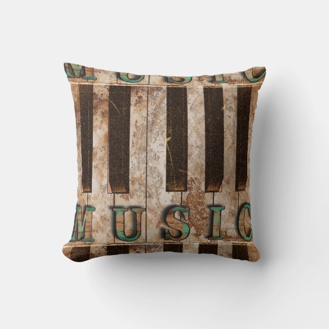 Grunge Piano Keys Music Pillow (Front)