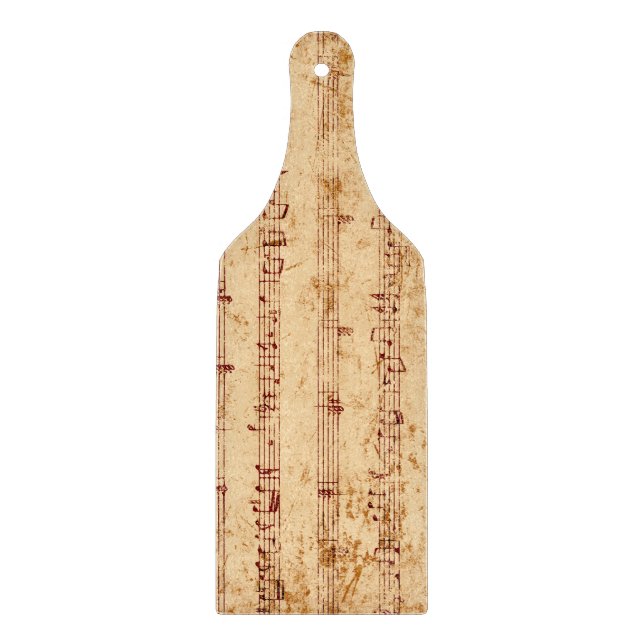 Grunge piano notes music sheet cutting board (Front)