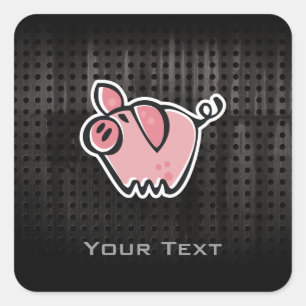Grunge Pig Square Sticker