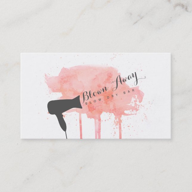 grunge pink chic modern blow dry bar hairstylist business card (Front)