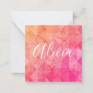 Grunge pink orange modern watercolor custom name   card