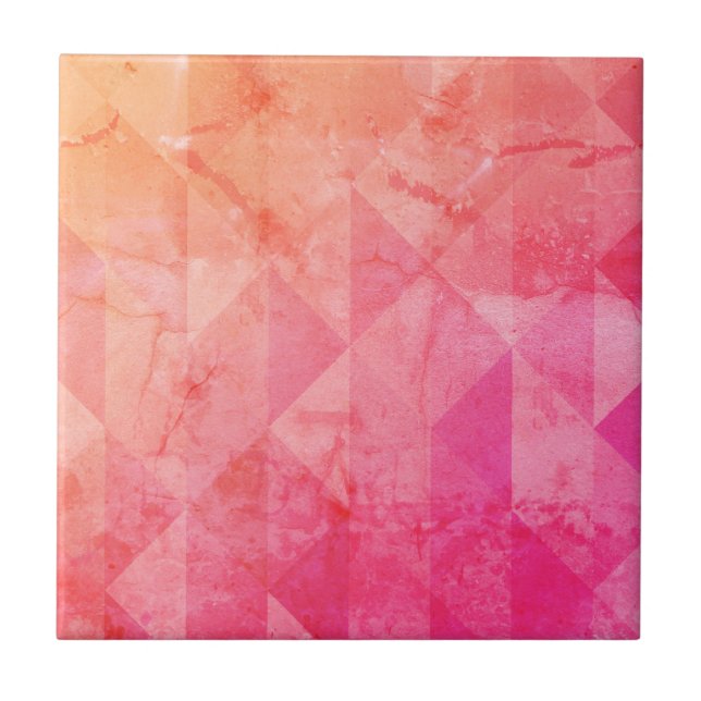 Grunge pink orange watercolor custom name text  tile (Front)