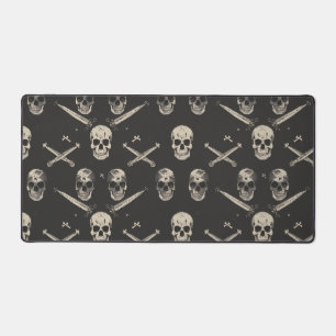 Grunge Pirate Skulls Pattern Desk Mat