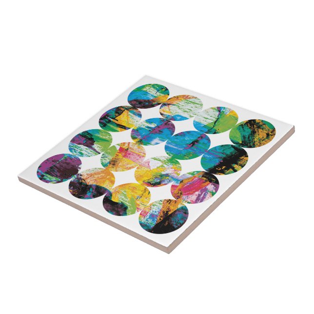 Grunge Polka Dot Colorful Black Circle Abstract Tile (Side)