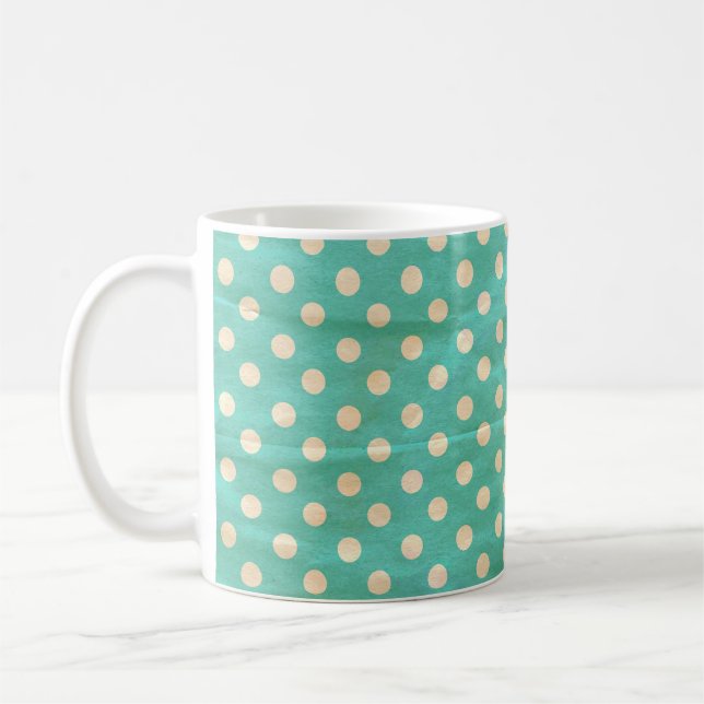 Grunge polka dots seamless pattern coffee mug (Left)