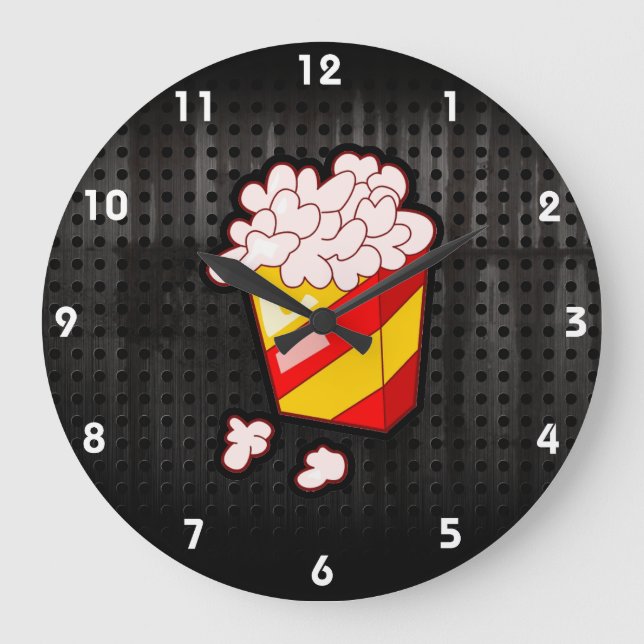 Grunge Popcorn Large Clock (Front)