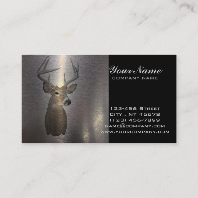 Grunge Primitive buck white tail deer Business Card (Front)