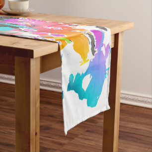 GRUNGE PUNK SPLATTER ART SHORT TABLE RUNNER