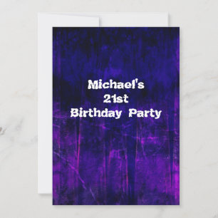 Grunge Purple Blue Abstract 21st Birthday Mans 2 Invitation