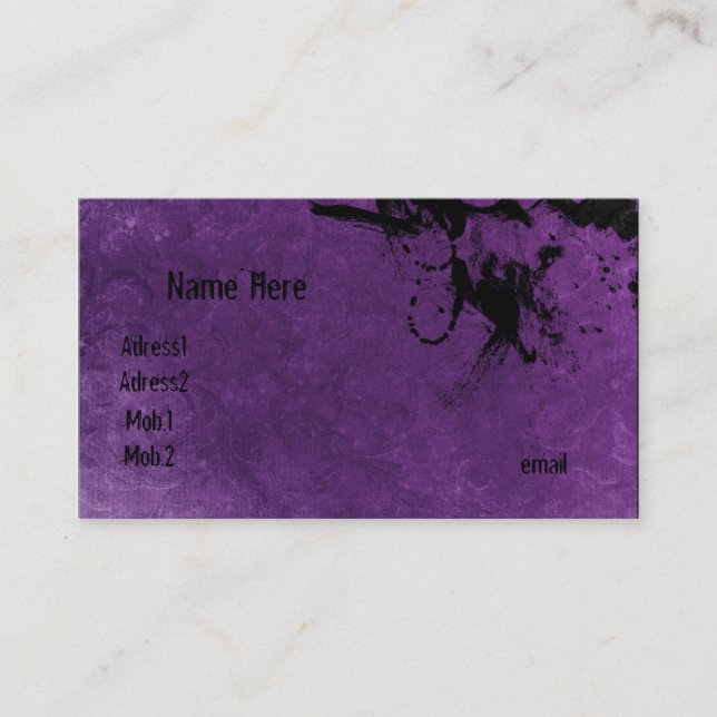 Grunge Purple Business Card (Front)