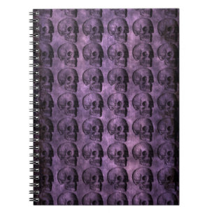 grunge Purple Skulls Spiral Notebook