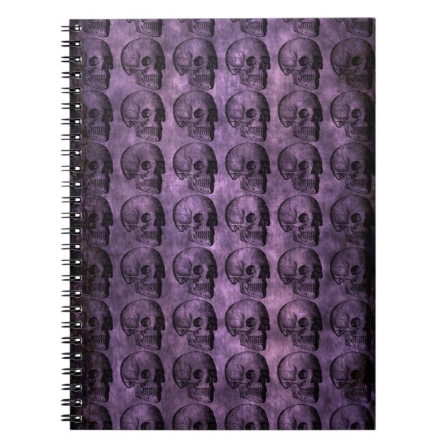 grunge Purple Skulls Spiral Notebook (Front)