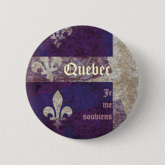 Grunge Quebec province flag and motto pin button