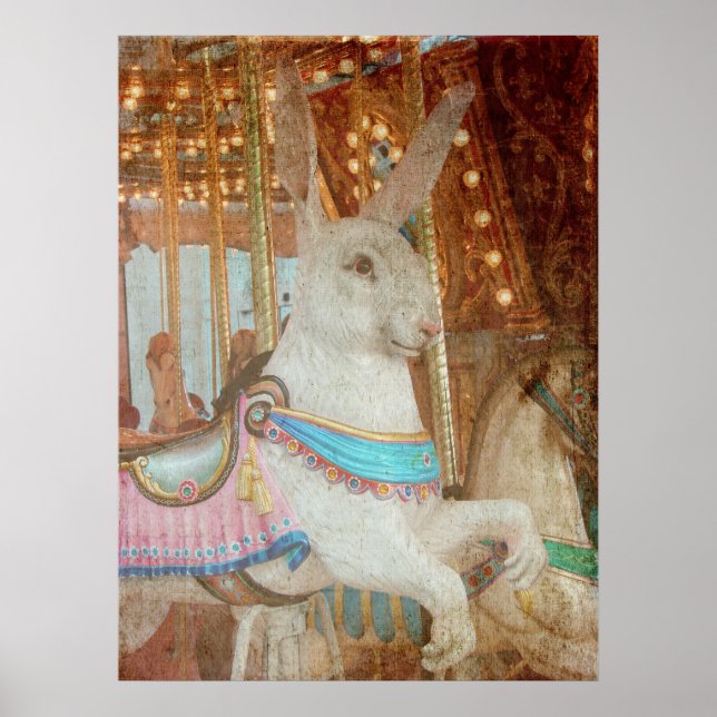 Grunge Rabbit Merry-Go-Round Poster (Front)
