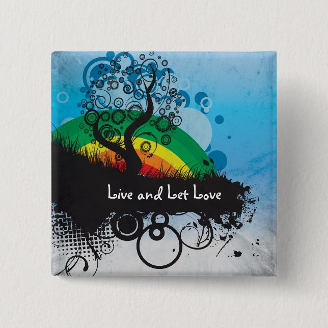 Grunge Rainbow Tree Customisable 15 Cm Square Badge (Front)