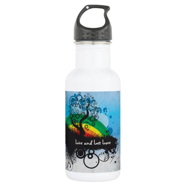 Grunge Rainbow Tree Customisable 532 Ml Water Bottle (Front)