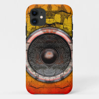 Grunge red and orange music speaker