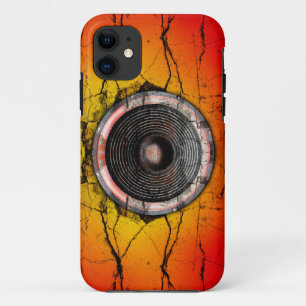 Grunge red and orange music speaker iPhone 11 case