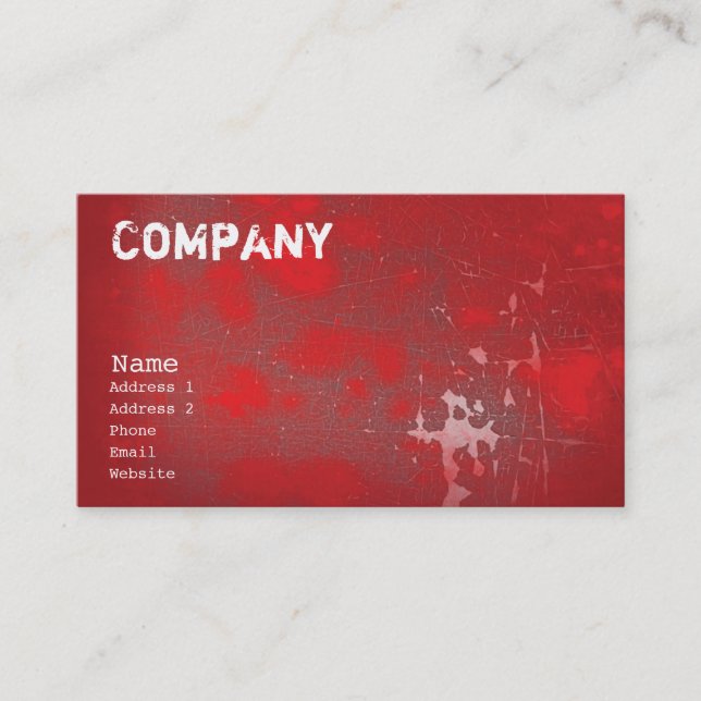 Grunge Red Business Card (Front)