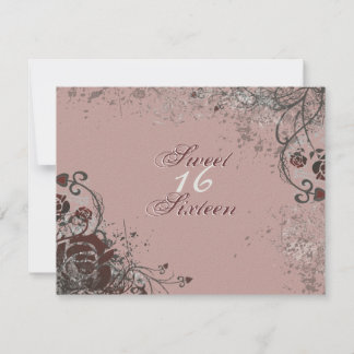 Grunge Red Rose Sweet 16 Birthday Party Invitation