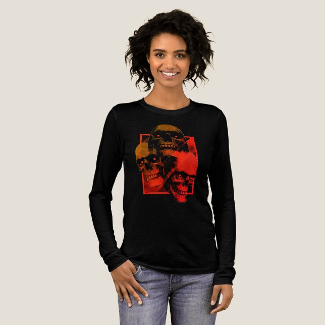 Grunge Red Skull Illustration Tee – Fierce Gothic  (Full Front)