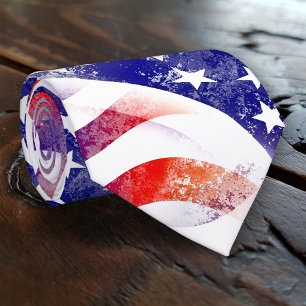 Grunge Red White and Blue USA Flag Patriot Tie