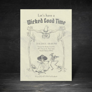 Grunge Retro Black Halloween Party Invitation