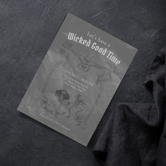 Grunge Retro Black Halloween Party Invitation (Creator Uploaded)